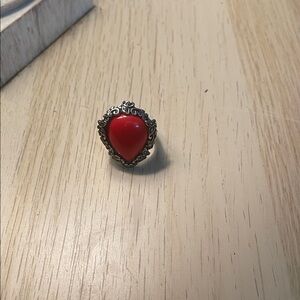 Plunder Silver Ring with Red Teardrop Stone